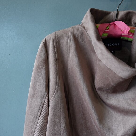 Vigoss Drapped Faux Suede Jacket Size S Dress Blazer Zipper Lightweight - Picture 3 of 7